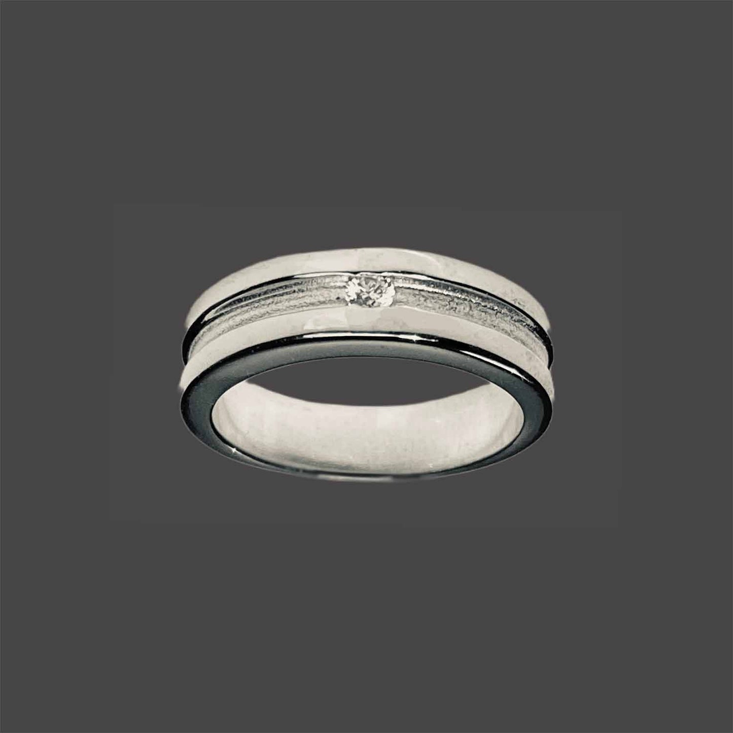 Modern ring band with crystal