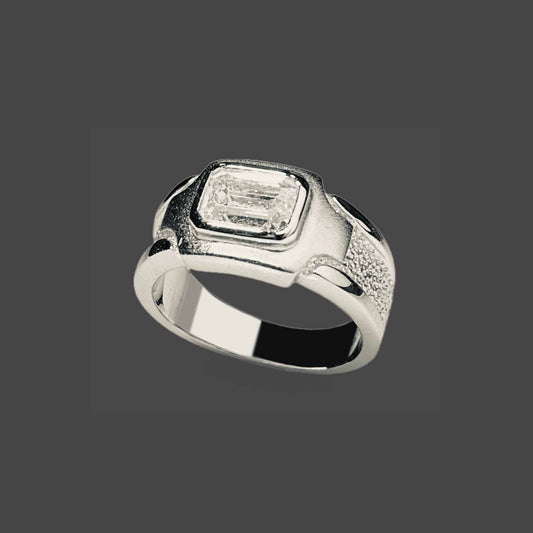Emerald cut crystal ring