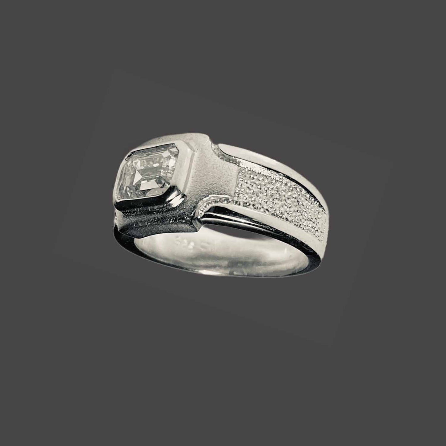 Emerald cut crystal ring